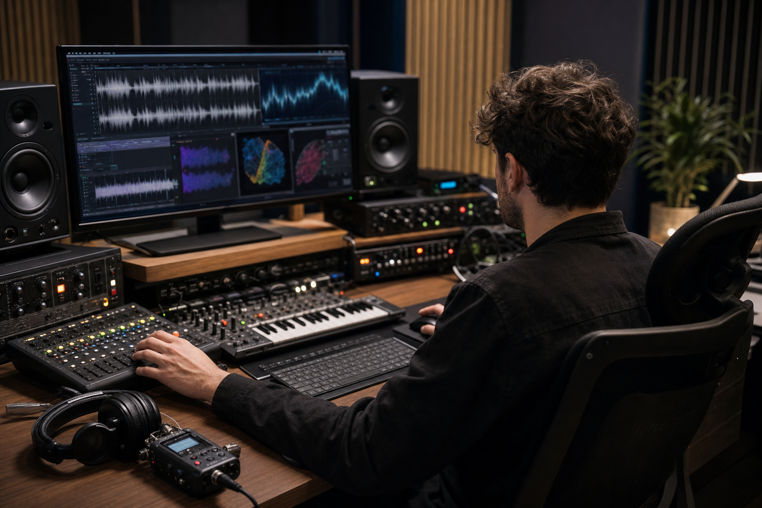 Sound designer costruisce una libreria di effetti su workstation